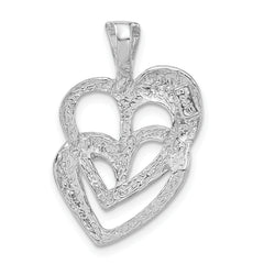 Sterling Silver Polished 2 Hearts Pendant