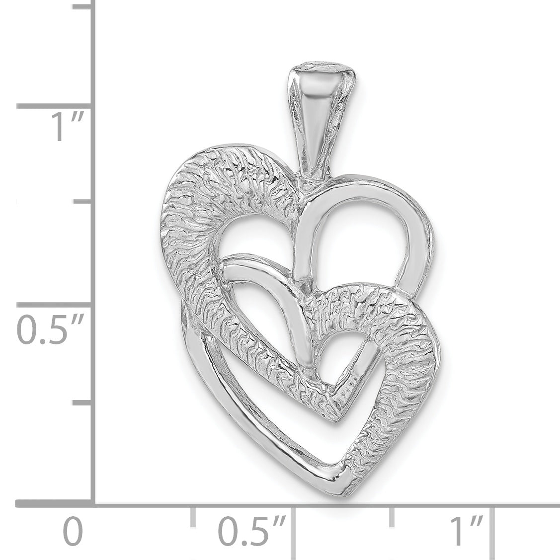 Sterling Silver Polished 2 Hearts Pendant