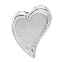 Sterling Silver Polished & Scratch Finish Heart Chain Slide Pendant