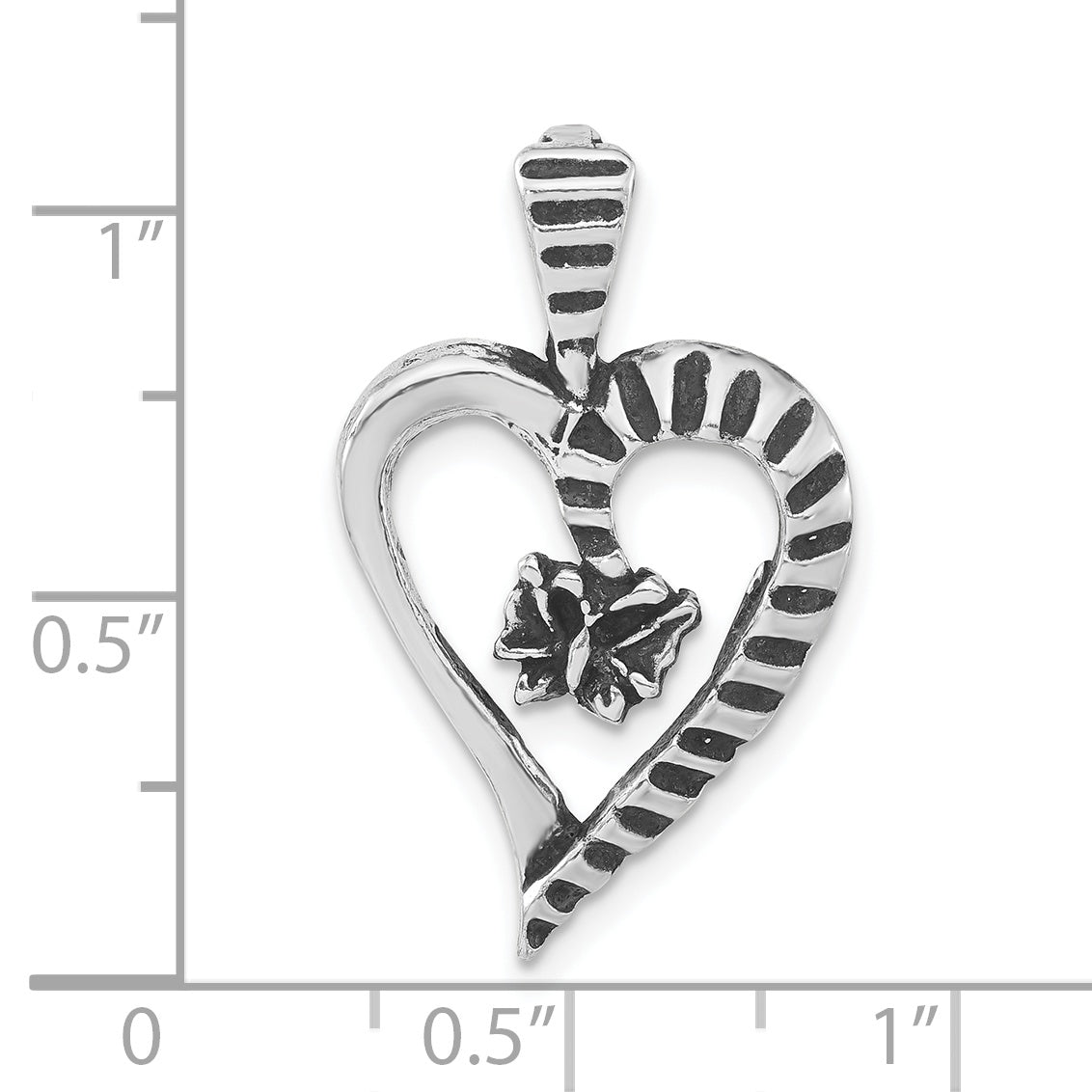 Sterling Silver Antiqued & Textured Cut-out Heart Butterfly Pendant