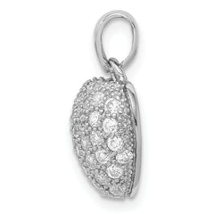 Sterling Silver Rhodium-plated CZ Micro pav‚ Heart Pendant