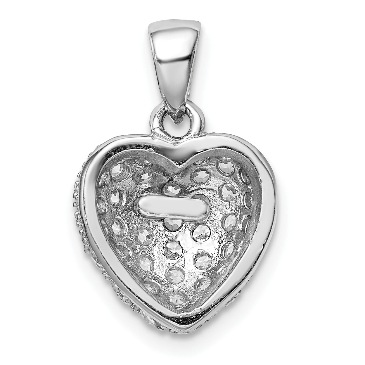 Sterling Silver Rhodium-plated CZ Micro pav‚ Heart Pendant