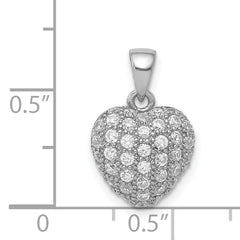 Sterling Silver Rhodium-plated CZ Micro pav‚ Heart Pendant