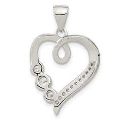 Sterling Silver Polished Heart with CZ Pendant