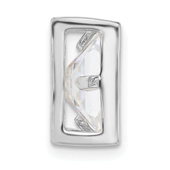 Sterling Silver Polished Large Square Shaped CZ Chain Slide