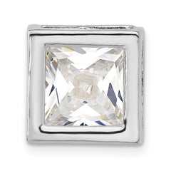 Sterling Silver Polished Large Square Shaped CZ Chain Slide