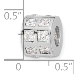 Sterling Silver CZ Polished Bead