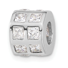 Sterling Silver Polished CZ Bead