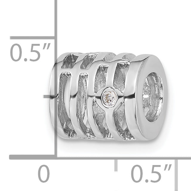 Sterling Silver CZ Polished Bead