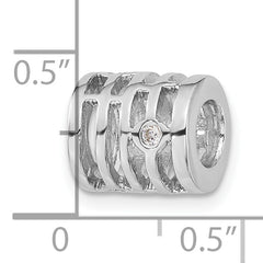 Sterling Silver CZ Polished Bead