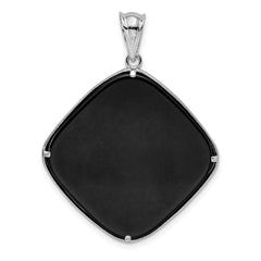 Sterling Silver Rhodium-plated Textured and D/C Onyx Pendant