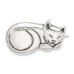 Sterling Silver Antiqued Sleeping Cat Pin