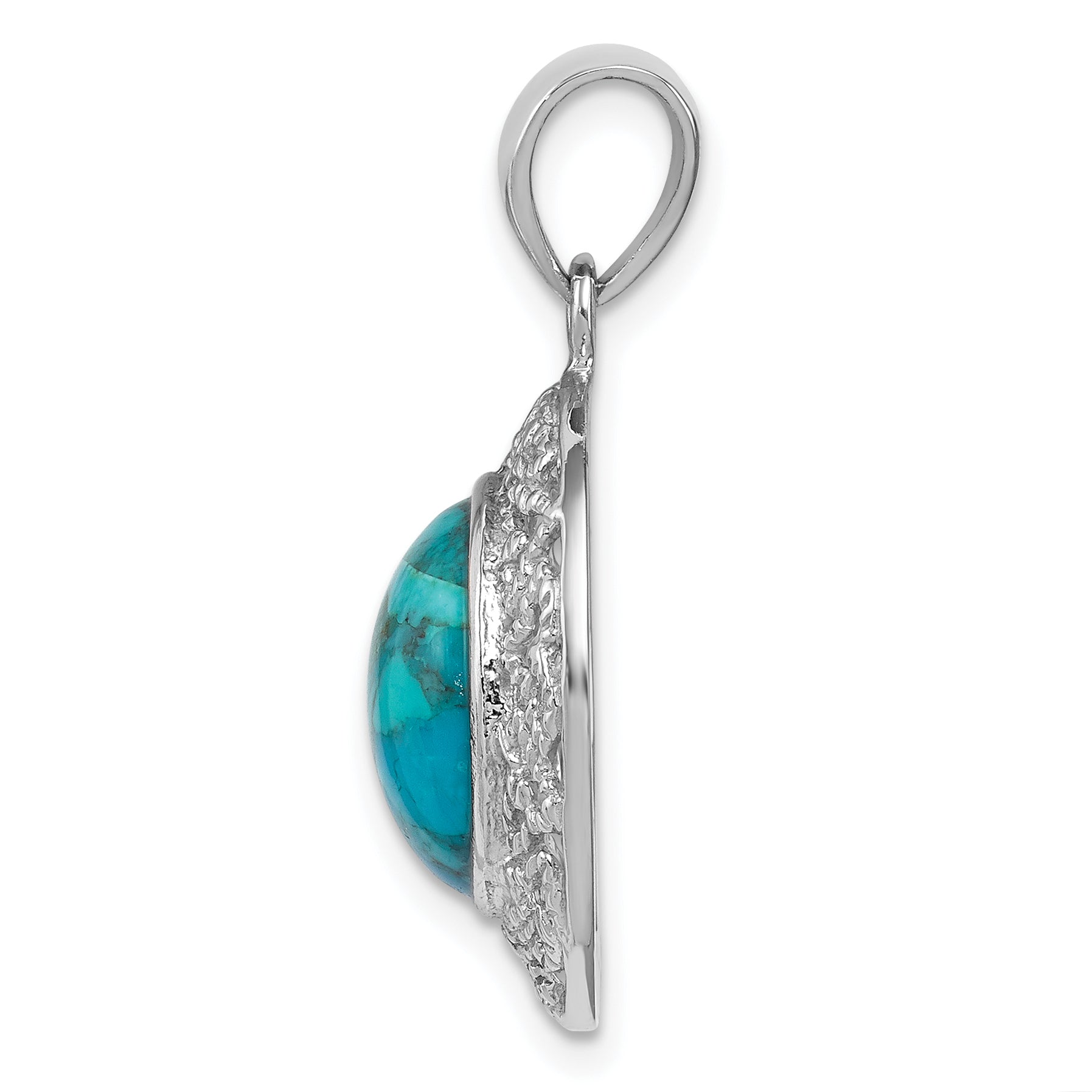 Sterling Silver Rhodium-plated w/Reconstituted Turquoise Pendant