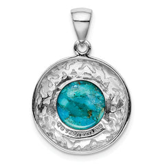 Sterling Silver Rhodium-plated w/Reconstituted Turquoise Pendant