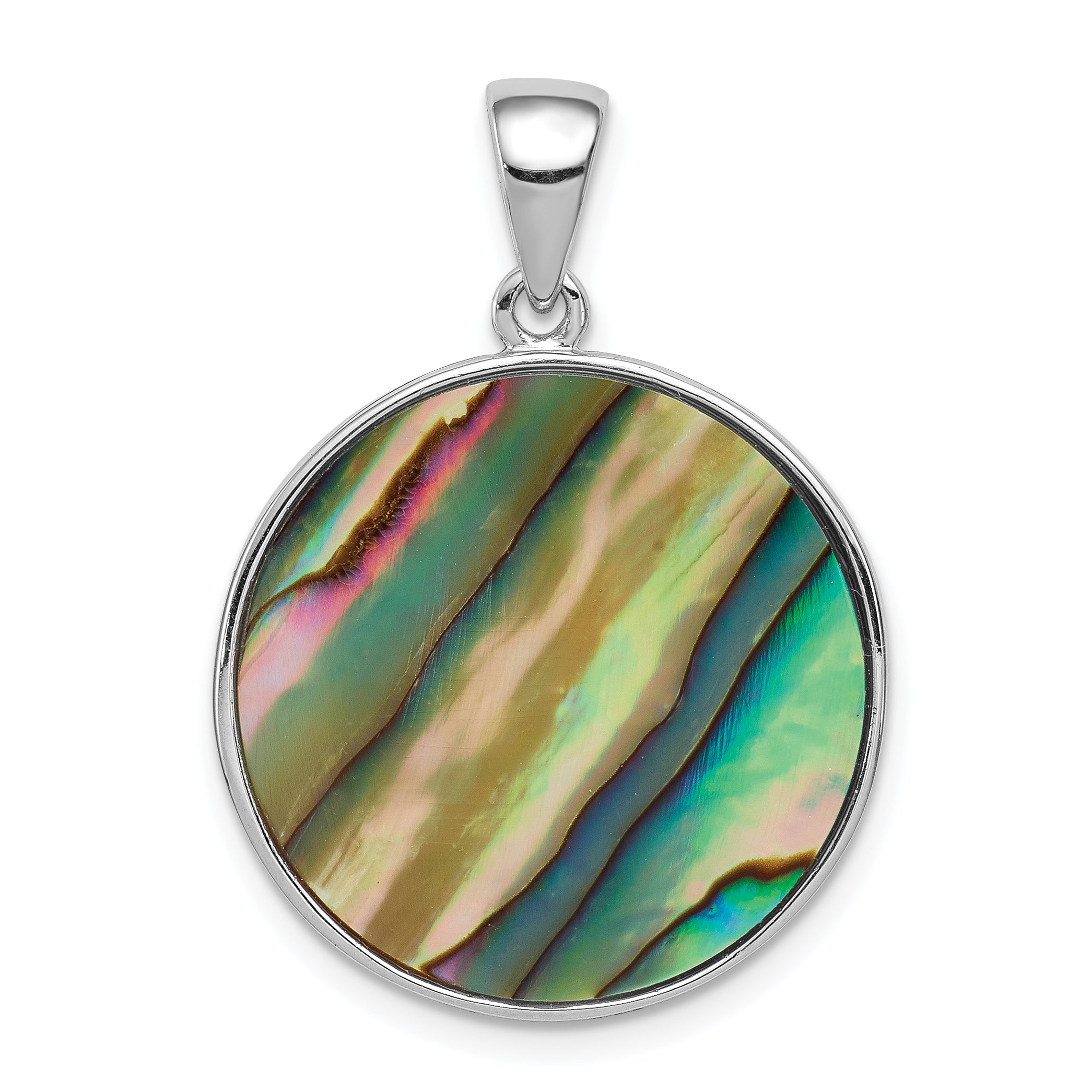 Sterling Silver Rhodium-plated Abalone Pendant