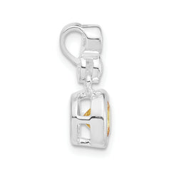 Sterling Silver Polished Yellow CZ Bezel-set Pendant