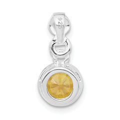 Sterling Silver Polished Yellow CZ Bezel-set Pendant