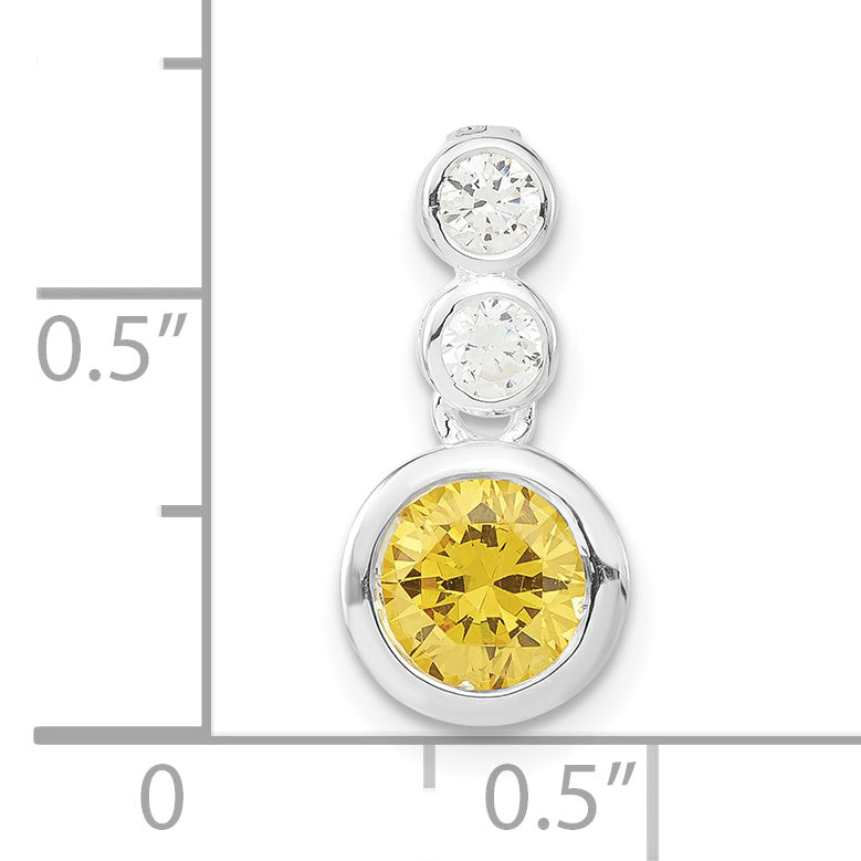 Sterling Silver Polished Yellow CZ Bezel-set Pendant