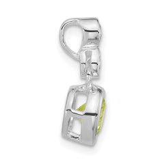 Sterling Silver Polished Clear & Green CZ Bezel Pendant