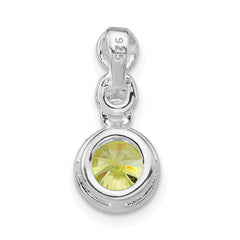 Sterling Silver Polished Clear & Green CZ Bezel Pendant