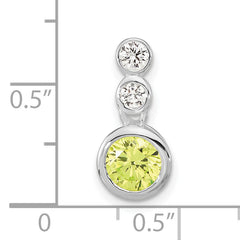 Sterling Silver Polished Clear & Green CZ Bezel Pendant