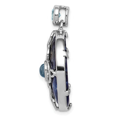 Sterling Silver Rhodium-plated w/Sodalite & Blue Topaz Pendant