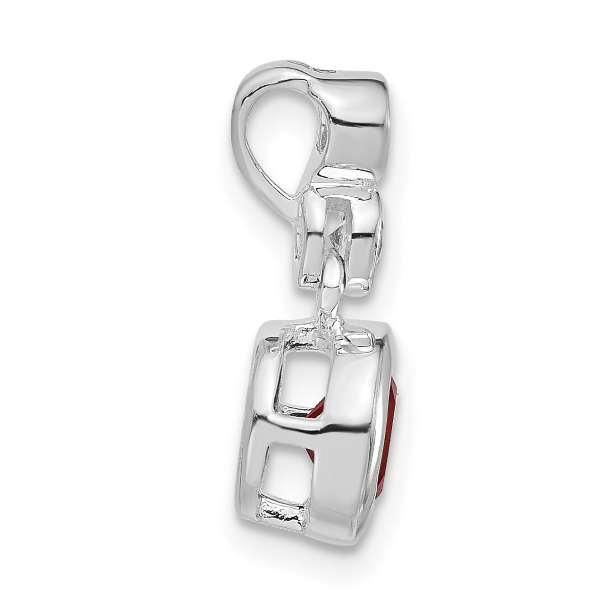 Sterling Silver Polished Clear & Red CZ Bezel Pendant