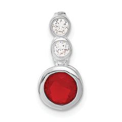 Sterling Silver Polished Red & Clear CZ Circles Chain Slide Pendant