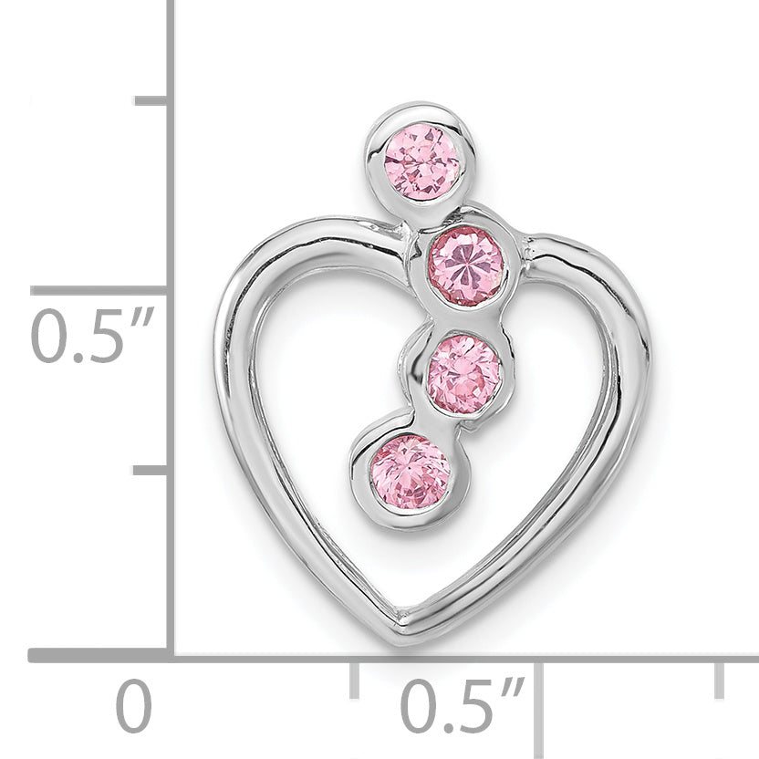 Sterling Silver Pink CZ Heart Pendant