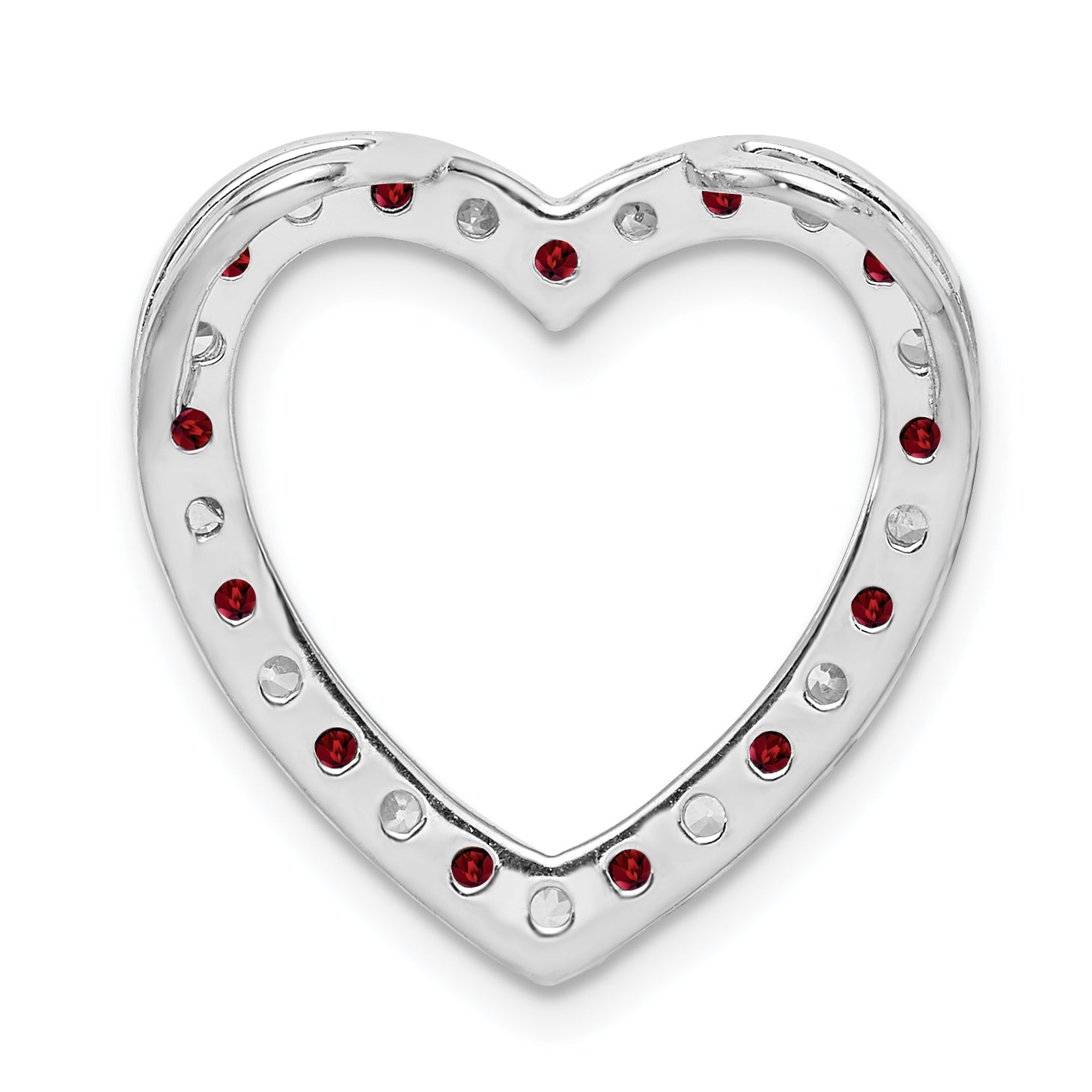 Sterling Silver Rhodium-plated Garnet & CZ Heart Pendant