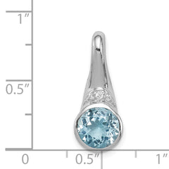 Sterling Silver Rhodium-plated w/CZ and Blue Topaz Pendant