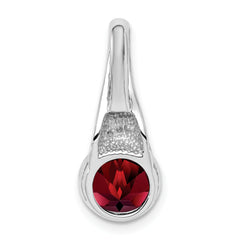 Sterling Silver Rhodium-plated w/CZ and Garnet Pendant