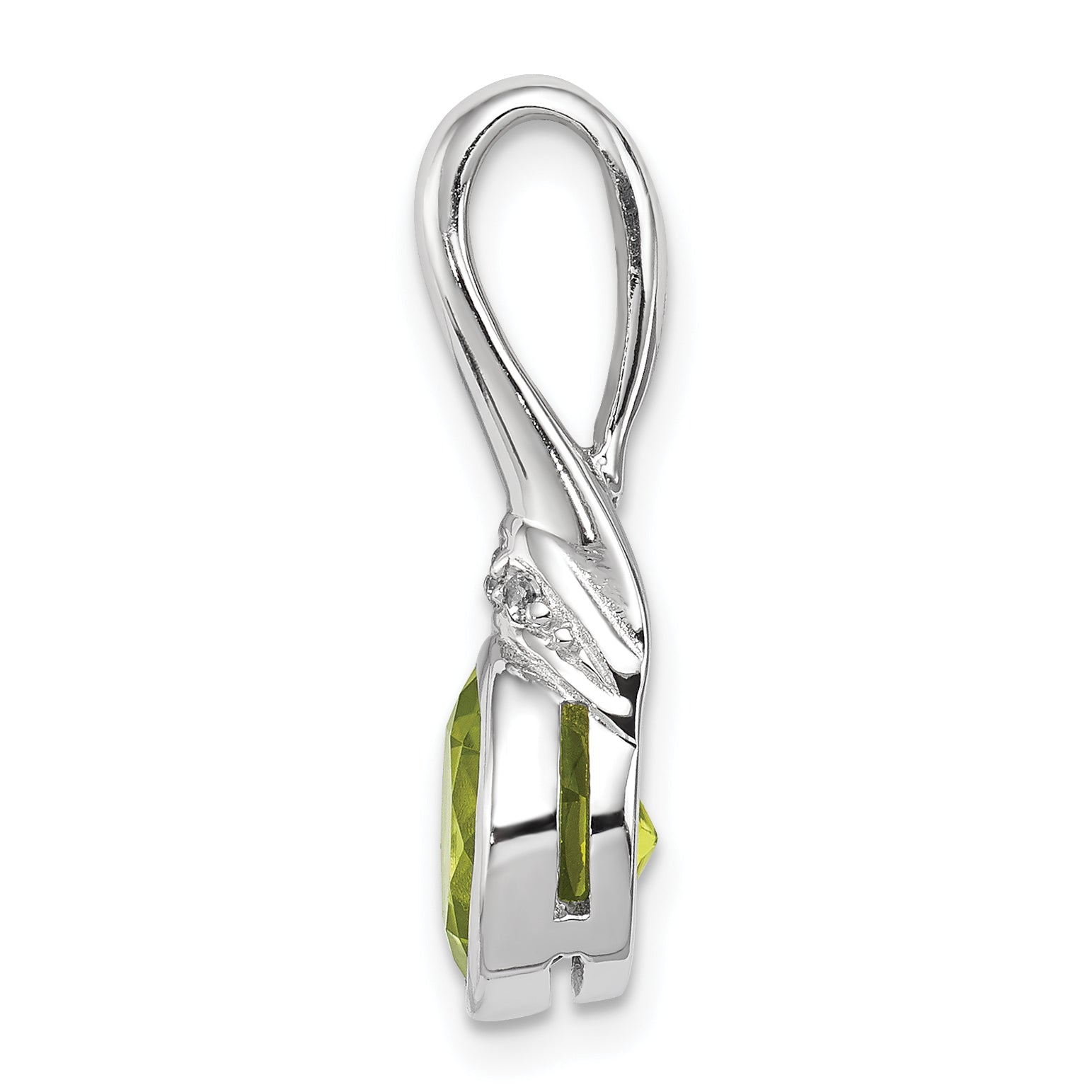 Sterling Silver Rhodium-plated w/CZ and Peridot Pendant