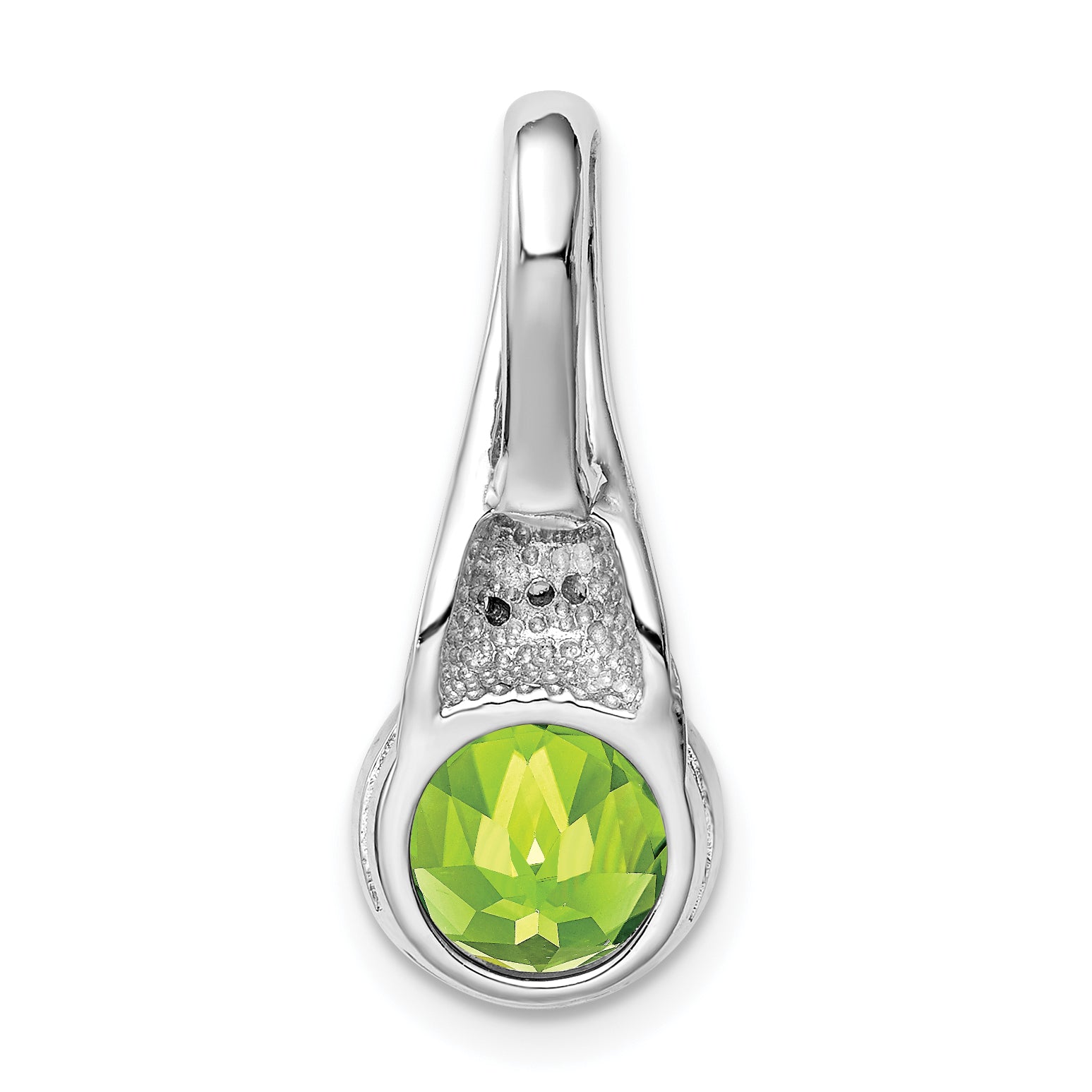 Sterling Silver Rhodium-plated w/CZ and Peridot Pendant