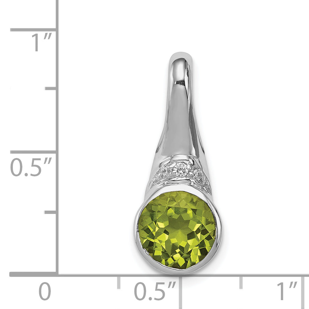 Sterling Silver Rhodium-plated w/CZ and Peridot Pendant