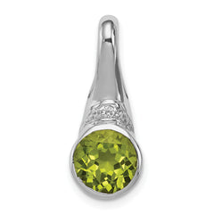 Sterling Silver Rhodium-plated CZ and Peridot Pendant