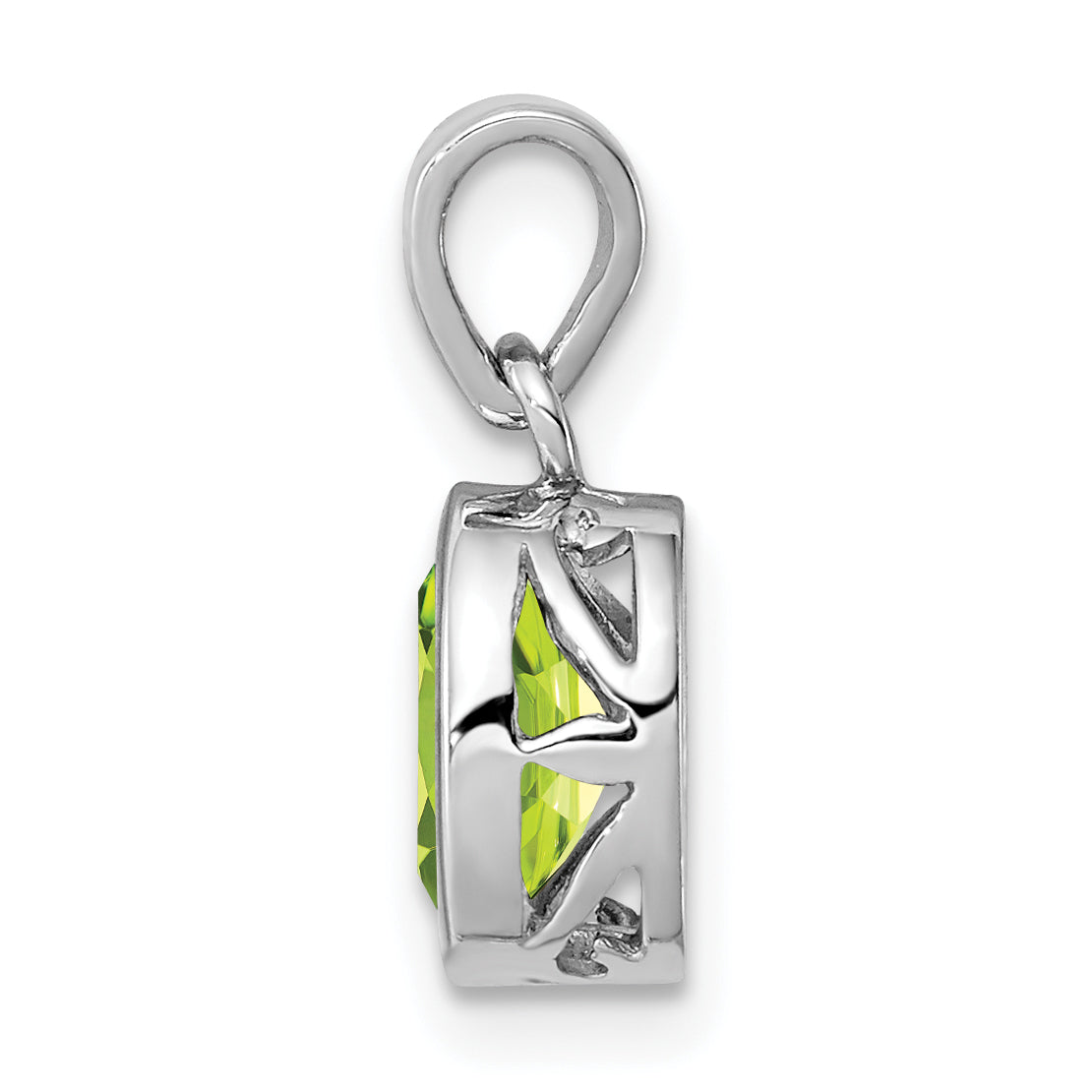 Sterling Silver Rhodium-plated Polished Peridot Oval Pendant