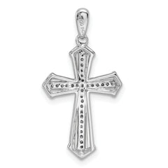 Sterling Silver Rhodium-plated Diamond Cross Pendant