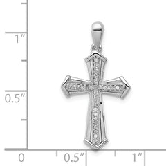 Sterling Silver Rhodium-plated Diamond Cross Pendant