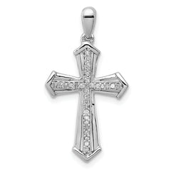 Sterling Silver Rhodium-plated Diamond Cross Pendant