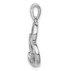 Sterling Silver Rhodium Diam. Hearts Pendant