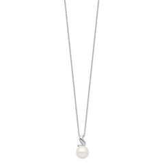 Sophia Jewelers Sterling Silver Pearl Necklace with CZ Accent, Elegant 17 Design