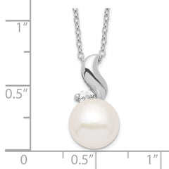 Sophia Jewelers Sterling Silver Pearl Necklace with CZ Accent, Elegant 17 Design