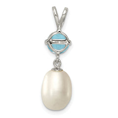 Sterling Silver Blue Topaz & 8-9mm FW Cultured Pearl Teardrop Pendant