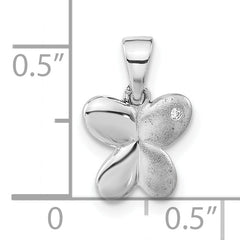 Sterling Silver Polished & Satin CZ Butterfly Pendant