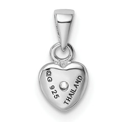 Sterling Silver Rhodium-plated w/CZ Heart Pendant