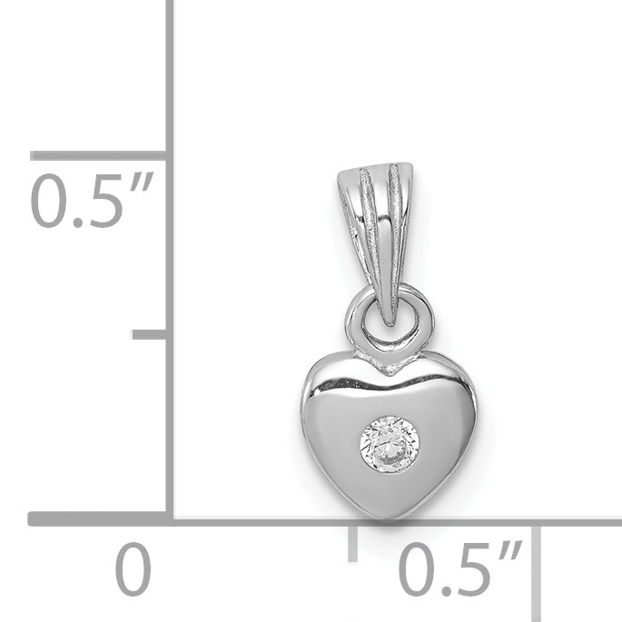 Sterling Silver Rhodium-plated w/CZ Heart Pendant