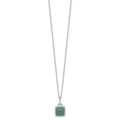 White Night Sterling Silver Rhodium-plated Blue Diamond Square Pendant 18 inch Necklace with 2 Inch Extender