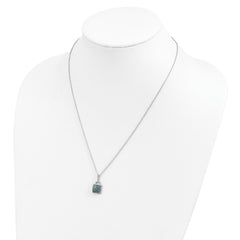 White Night Sterling Silver Rhodium-plated Blue Diamond Square Pendant 18 inch Necklace with 2 Inch Extender