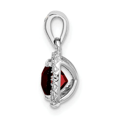 Sterling Silver Rhodium-plate 1.05Garnet/Created White Sapphire Pendant